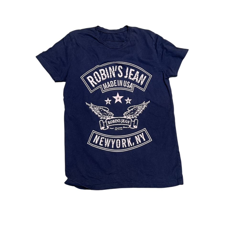 Robin's Jean Mens‎ XL Navy Made in USA Motorcycle Club Graphic T Shirt